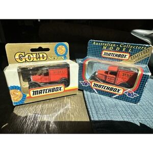 Vintage Matchbox # 38 Ford Model A Van - PMG Livery. Unopened & 1921 Gold T Ford